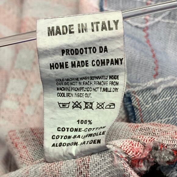 HOLLYWOOD TRADING CO L Red Black White Plaid Distressed Cotton Long Sleeve Shirt - Picture 5 of 6